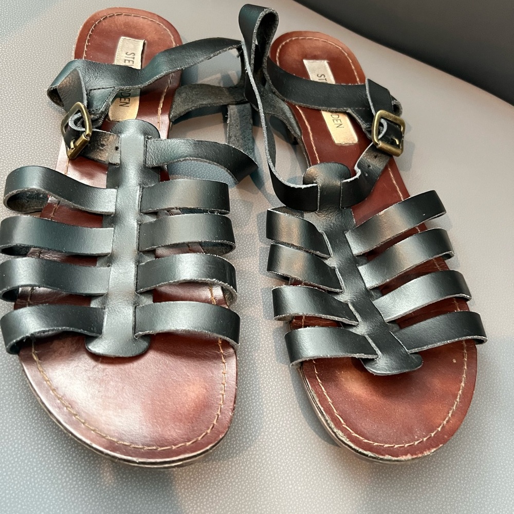 Steve Madden Black Leather Sandals